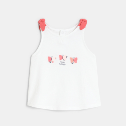 تانك توب مزين بفيونكات وطبعة فراشة باللون الوردي للفتيات الصغيرات